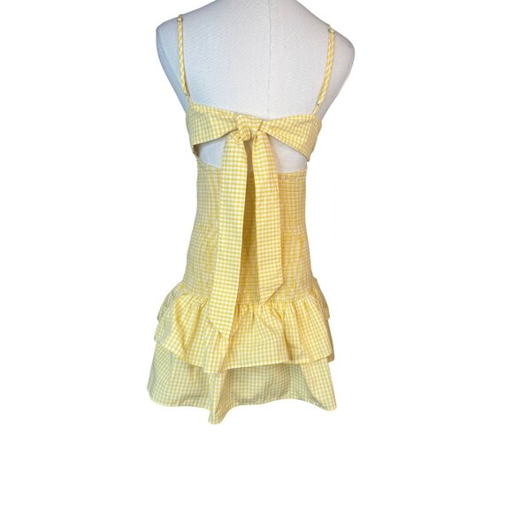 Zara Yellow Gingham Mini Dress - Picture 4 of 14